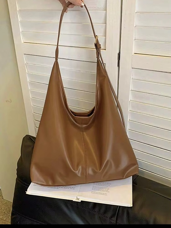 Handbags - Tan Brown faux Leather large adjustable strap shoulder Tote bag